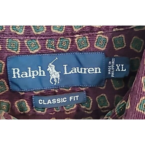 Vintage 90s Ralph Lauren Corduroy Shirt Men’s XL Red Micro Wale Classic Fit - Picture 4 of 7